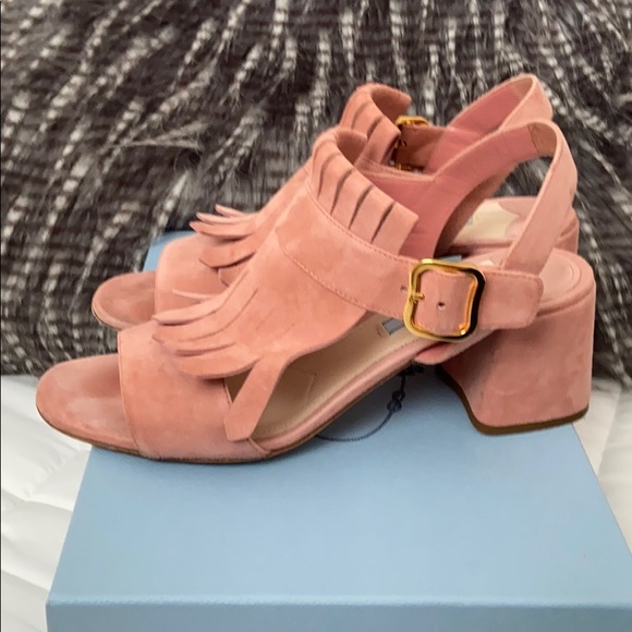 Prada Suede Pink Sandals Sz 8 - Picture 2 of 7